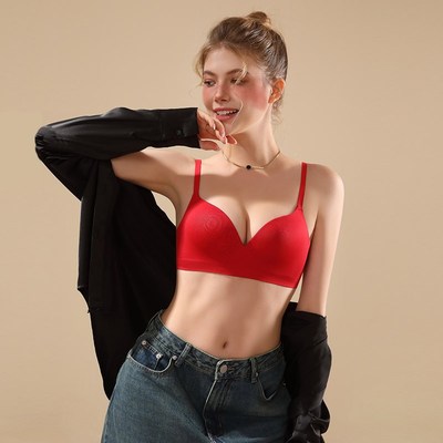 内衣女2025新款爆款小胸平胸聚拢新娘结婚内裤红色本命年文胸套装