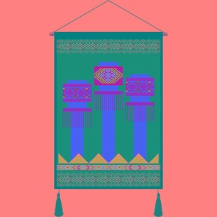 广西壮族风情挂画 民宿酒楼装饰画 壮乡文化特色民俗人物壮锦壁挂