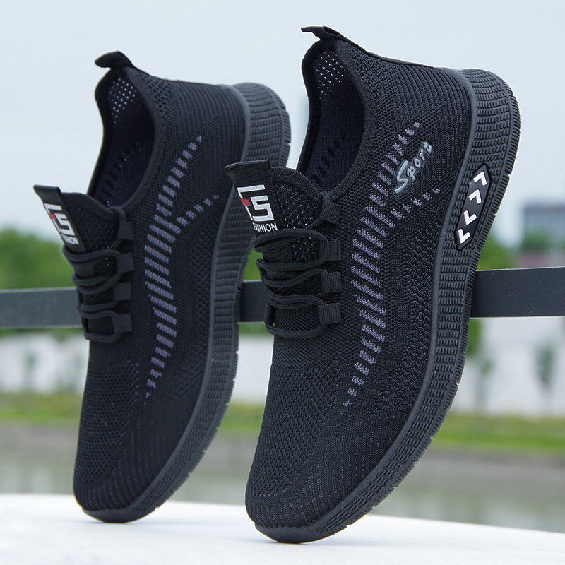 网鞋男款夏季透气一脚蹬轻便防滑软底薄款防臭百搭网面运动休闲鞋