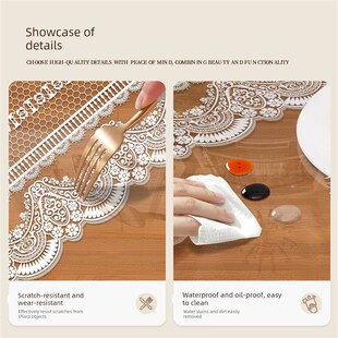 法式蕾丝餐桌垫防油防水防烫高级感桌面透明保护垫可裁剪茶几桌布