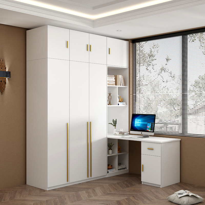 实木颗粒板学生写字台连体书桌柜小户型卧室家用转角电脑桌大衣柜