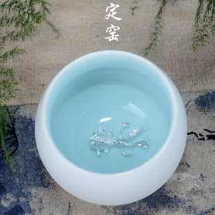 茶杯 五大名窑镶银茶盏主人杯单哥官汝定钧窑功夫品茗杯大号个性