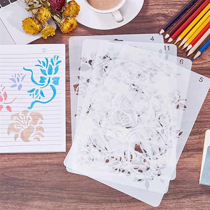 镂空绘画模板植物儿童手绘花朵动物diy手账模板喷花墙绘画画模具