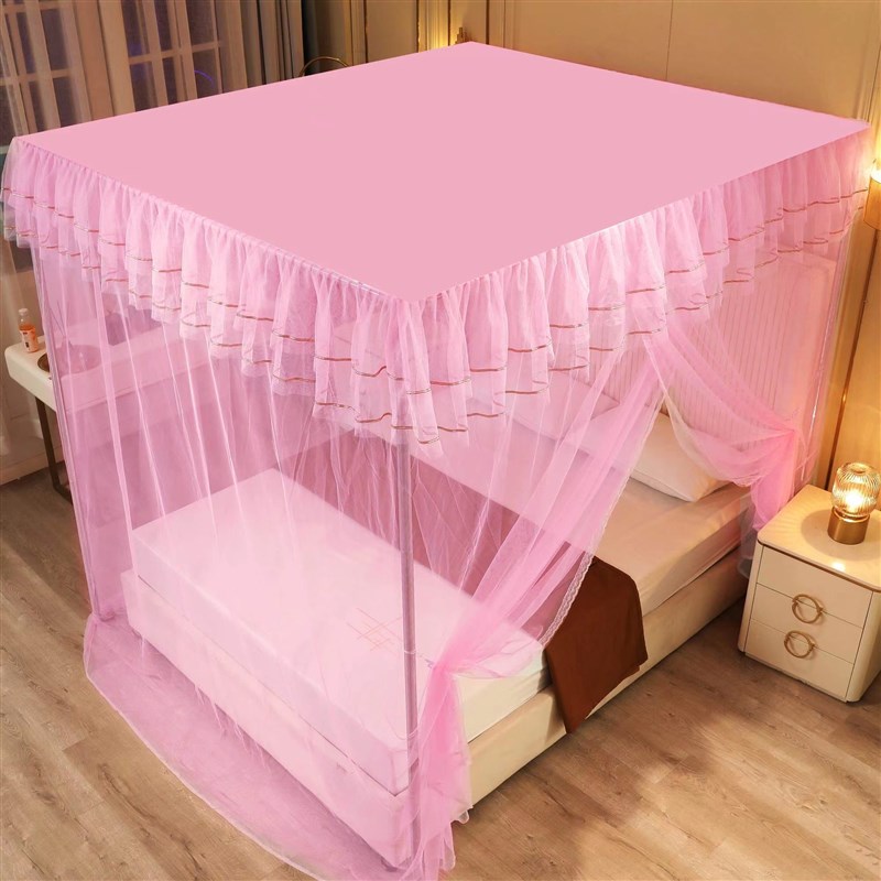 防尘顶单开门蚊帐落地纹帐加密加厚家用遮光单双人牀1.5m1.8米2.0