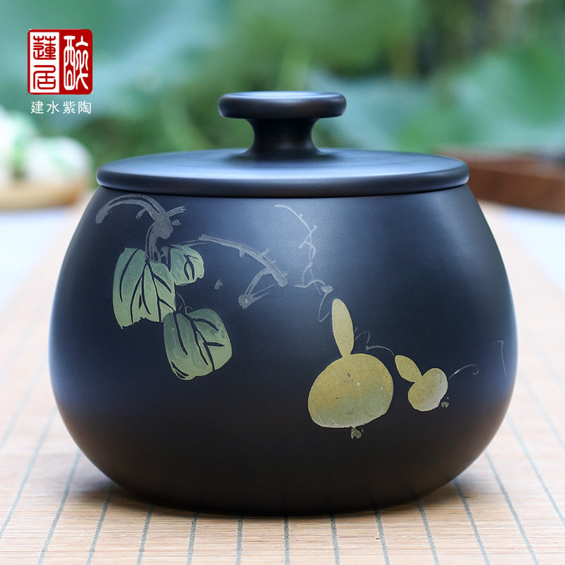 建水紫陶357克醒茶罐散茶罐茶叶罐储茶罐/紫陶保鲜罐/散茶罐 C31