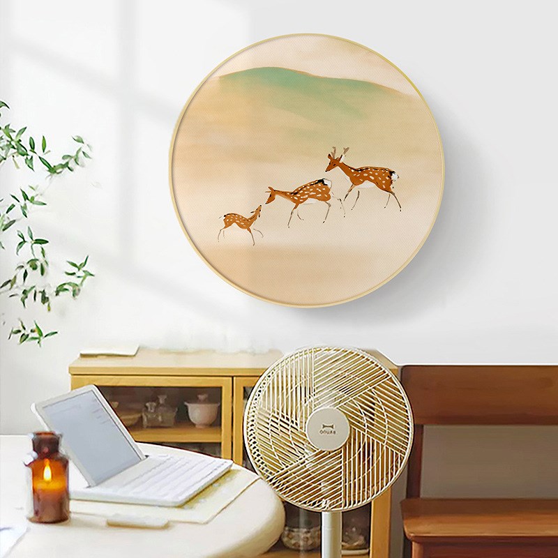 游鹿归 日系原木风玄关装饰画和风榻榻米餐厅新中式背景墙挂画图片