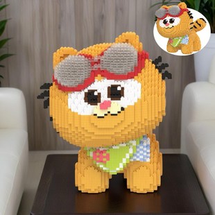 加菲猫积木拼图6到12岁成人v版2025新款颗粒益智拼装动物玩具摆件