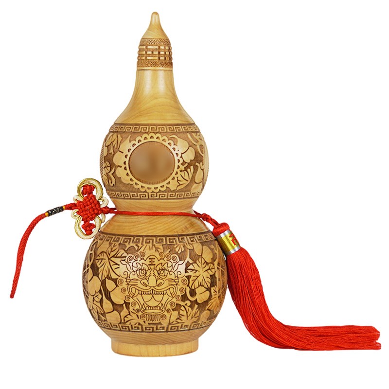 桃木葫芦摆件空心开盖家居木雕大小号福客厅办公室中式装饰品