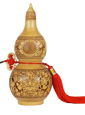 桃木葫芦摆件空心开盖家居木雕大小号福客厅办公室中式装饰品