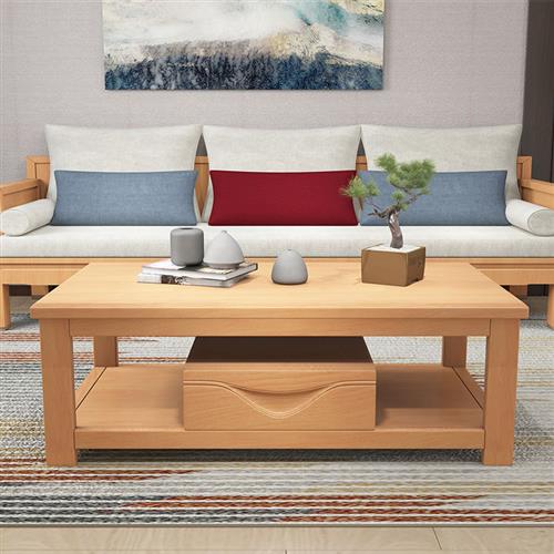 实木茶几桌子客厅家具小户型带抽屉长方屉多功能中式简约茶几 安