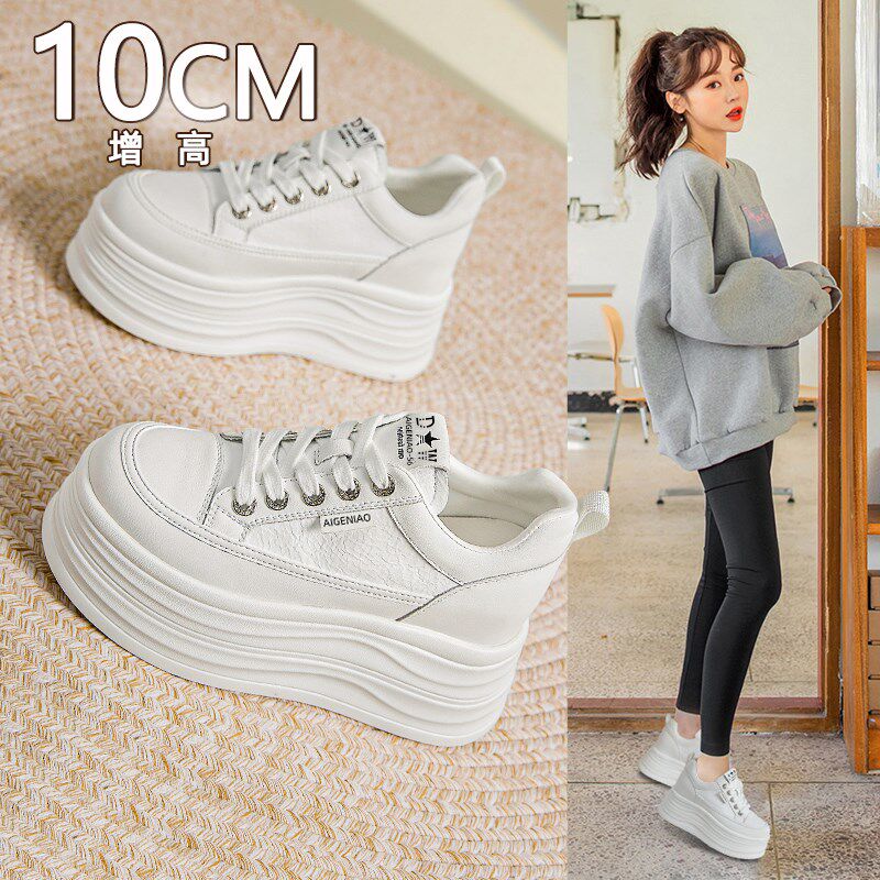 8cm小白鞋女2025春季新款厚底白色板鞋10公分小个子内Z增高女鞋子