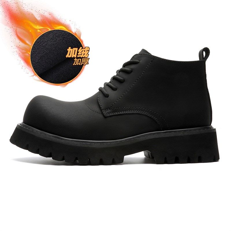 马丁靴男款中帮大头皮鞋厚底白色短靴英伦潮男工装靴子18922-J