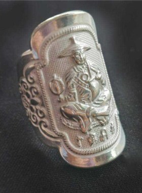 凉山彝族毕摩赐福戒指银男生开口指环夸张个性民族风小众食指戒子