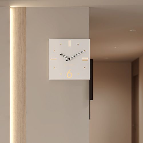 2024新款现代简约客厅拐角双面挂钟家用静音转角时钟餐厅钟表挂表