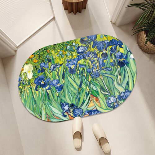 梵高鸢尾花硅藻泥吸水垫浴室地E垫脚垫隔热防滑垫厨房沥水垫