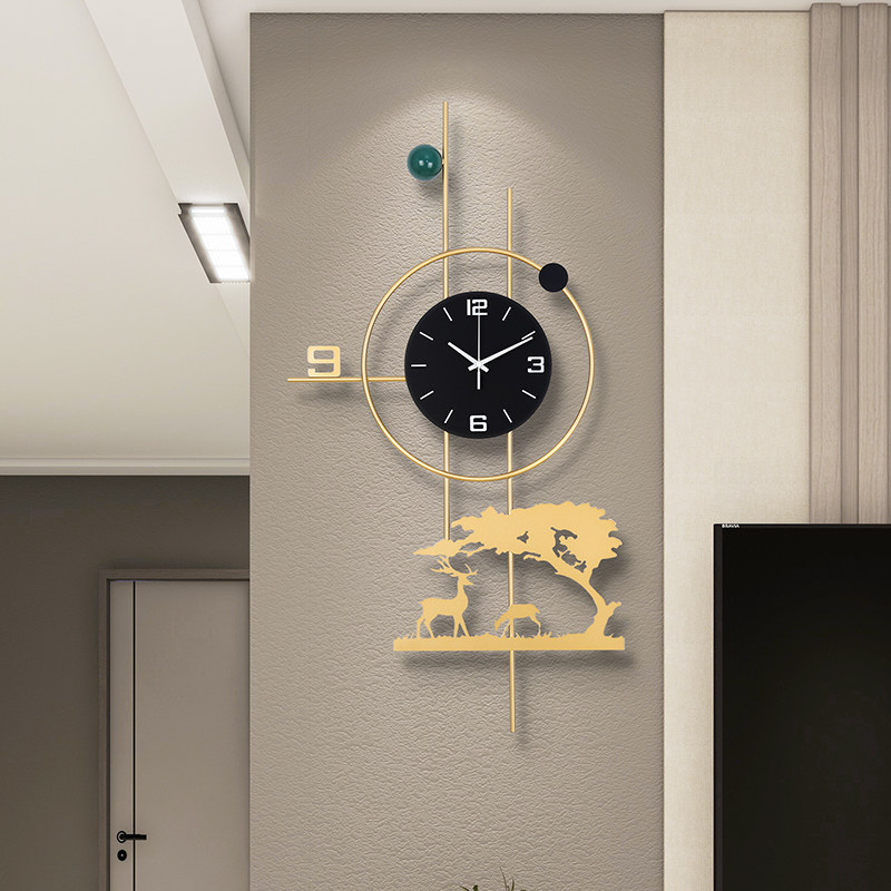 钟表挂钟客厅家用简约挂墙现代装饰时钟时尚免打孔网红静音石英钟