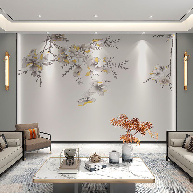壁纸5D立体中式花鸟电视背景墙壁布卧室墙纸客厅装饰影视壁画