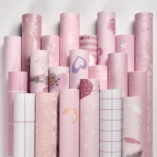 墙纸自粘卧c室温馨10米女孩房间粉色防水防潮卡通学生宿舍壁纸贴
