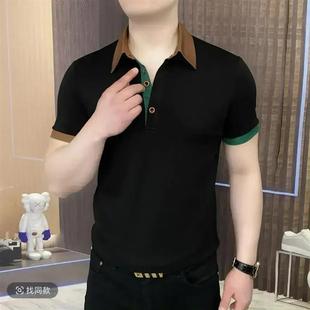 高端轻奢夏季 商务绅士I时尚 海哥轻奢男装 男士 翻 百搭半袖 潮流修身