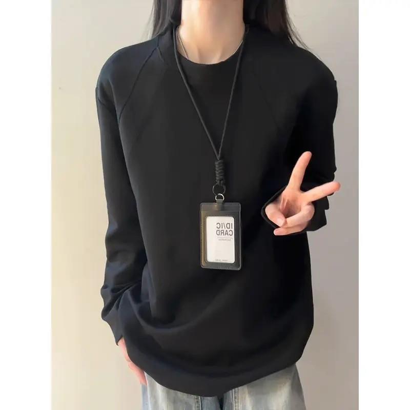 羽尘男装拼接设计感卫衣男P款爆款秋季boxy圆领长袖qt恤重磅打底