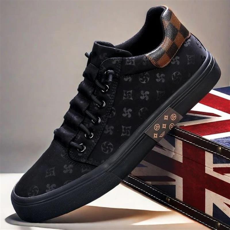 欧瀚男鞋秋季新款透x气时尚百搭潮鞋轻奢低帮高品质黑色男士帆布