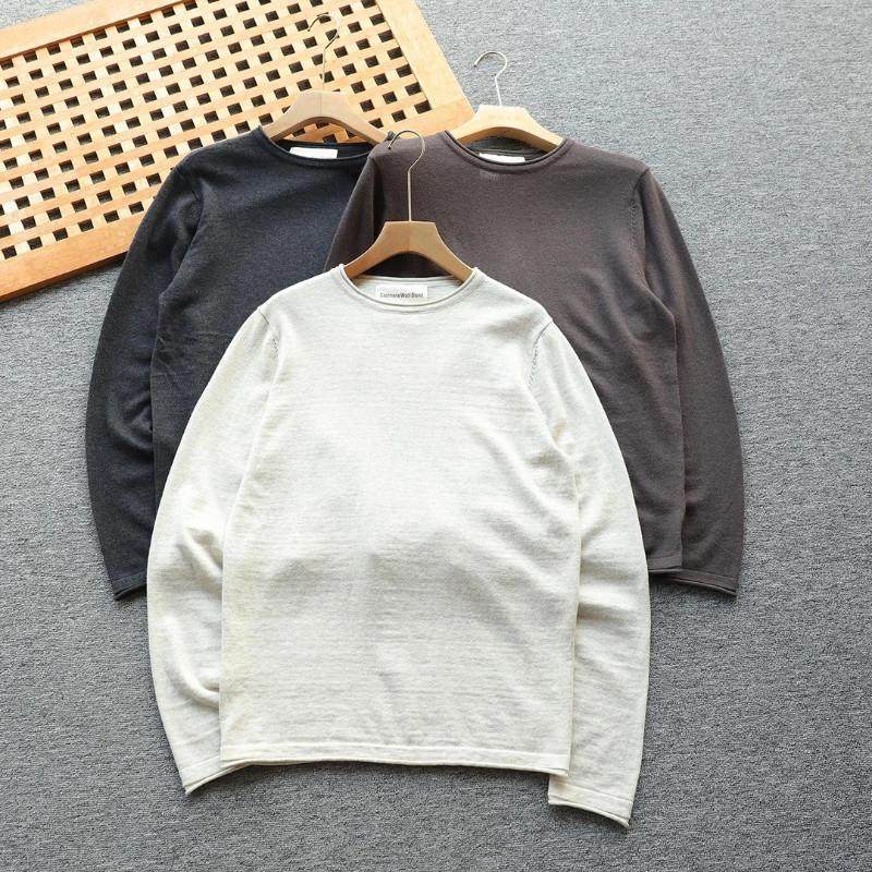 稀禧服饰美单h高端卷边设计男士秋冬羊绒n羊毛长袖针f织衫打底衫