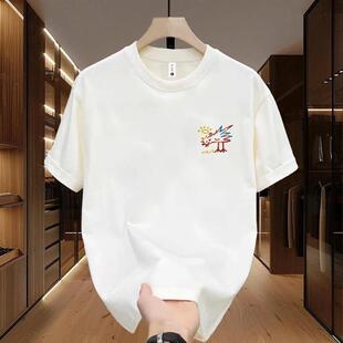 锋界服饰时尚 v神鸟凤凰图青年男女宽松圆领短 夏日清爽纯棉短袖