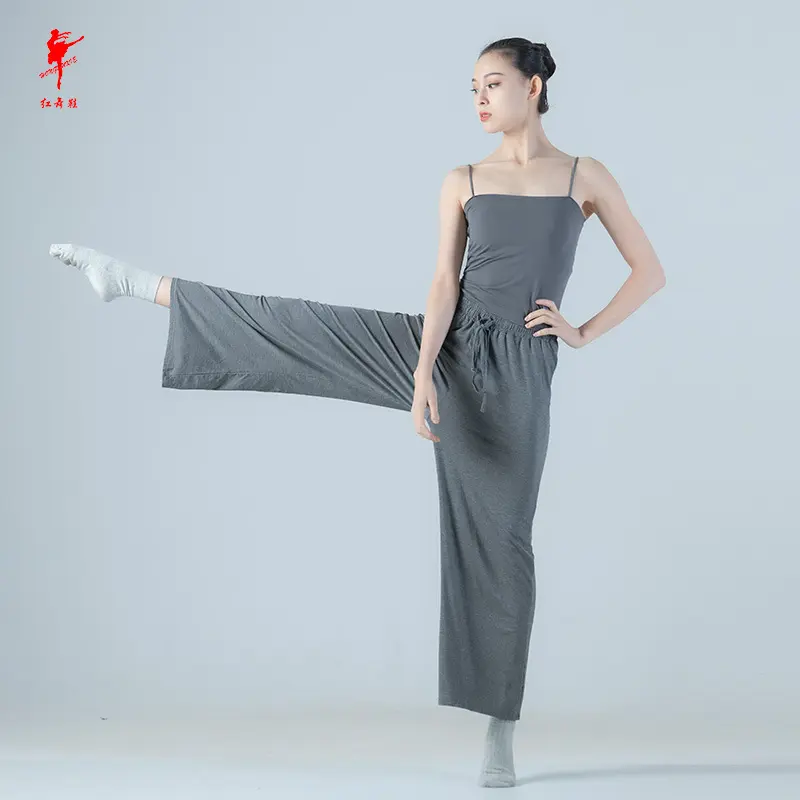 红舞鞋舞蹈裤莫代尔腰抽带阔腿裤女运动休闲瑜伽裤夏23702