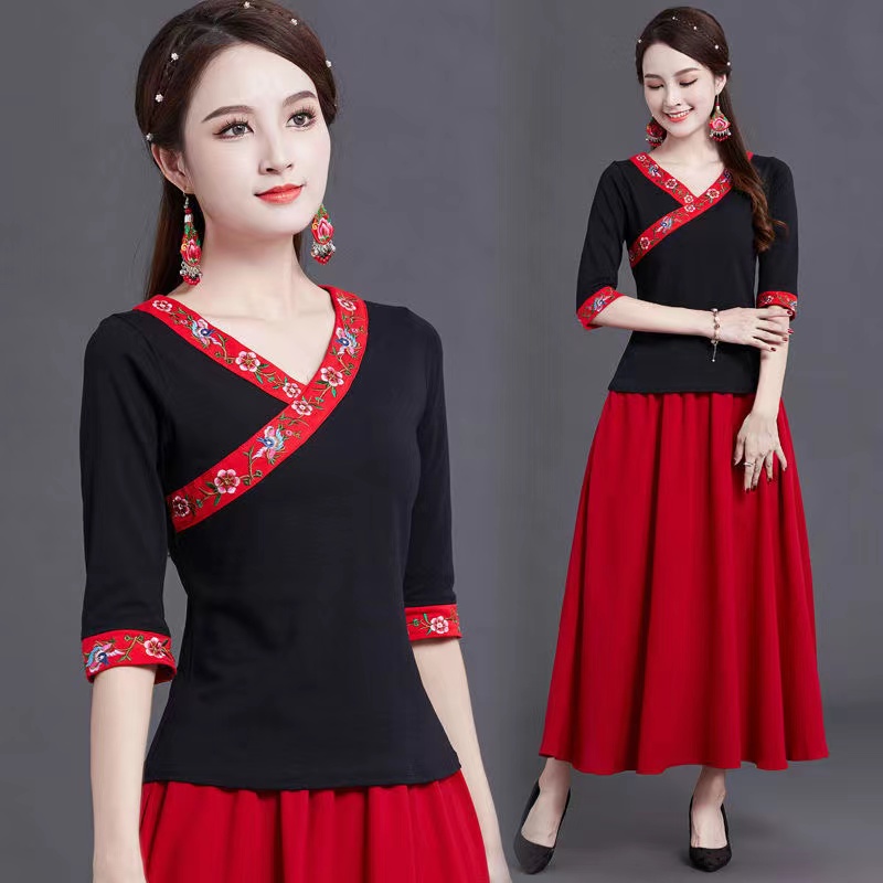 广场舞服装上衣新款棉绣