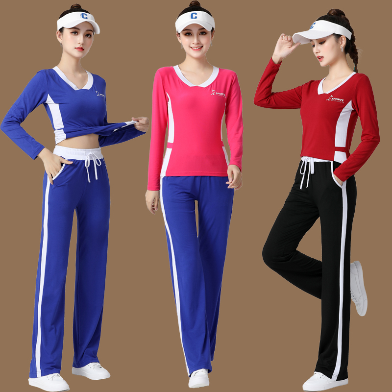 杨丽萍广场舞服装新款长短袖莫代尔棉套装运动健身操跳操跳舞衣服