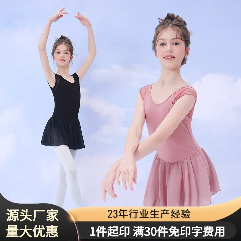 儿童舞蹈服女童夏季无袖雪纺跳舞女孩芭蕾舞练功服服装中国风舞裙