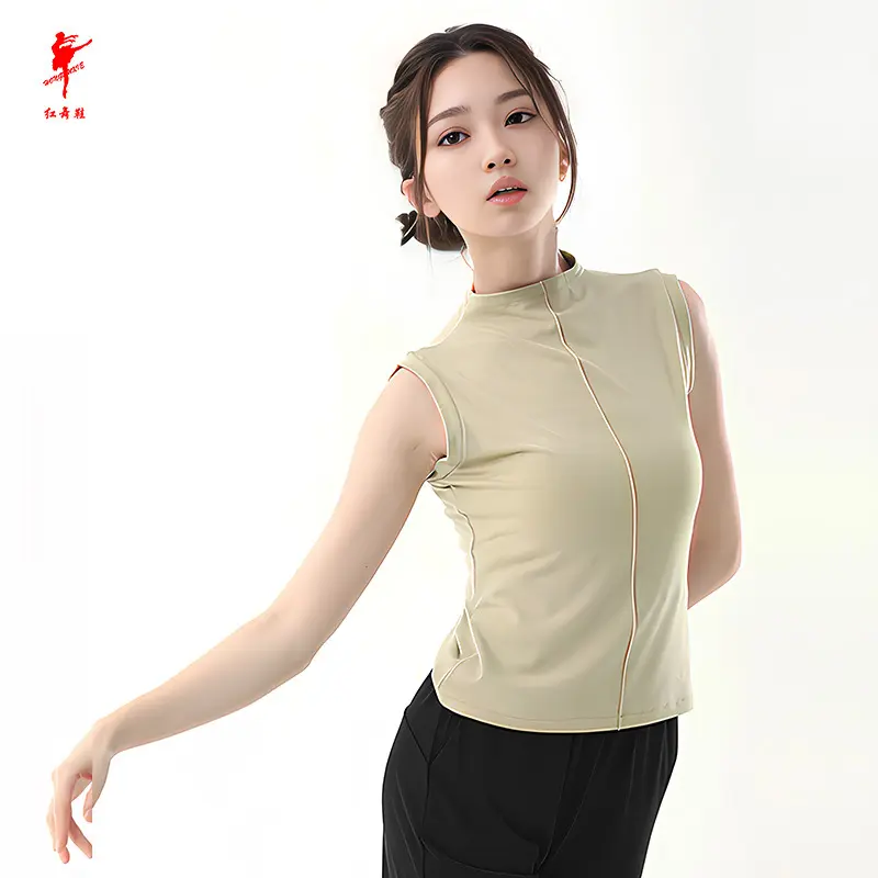 红舞鞋夏季舞蹈服女现代舞练功服舞蹈背心瑜伽上衣形体服3590