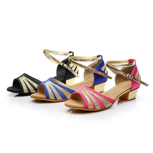 女童拉丁舞鞋儿童女孩初学者低跟舞蹈鞋少儿软底平跟国标跳舞鞋子