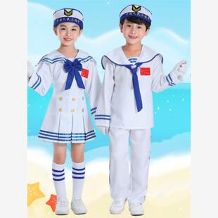 新款儿童小水手服长款男女童儿童合唱服表演服水兵演出服套装