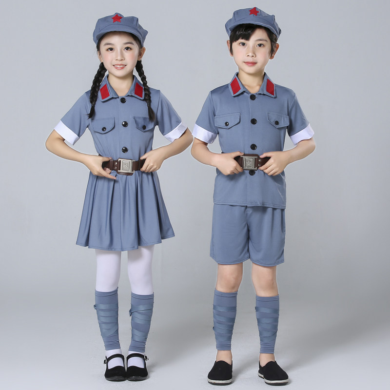 儿童小红军演出服男女童舞台八路红星闪闪舞蹈合唱服表演服装