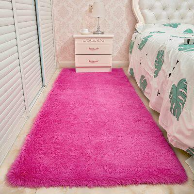 家用床边地毯卧室满铺可爱公主粉色女生房间地毯客厅长毛毛绒定制