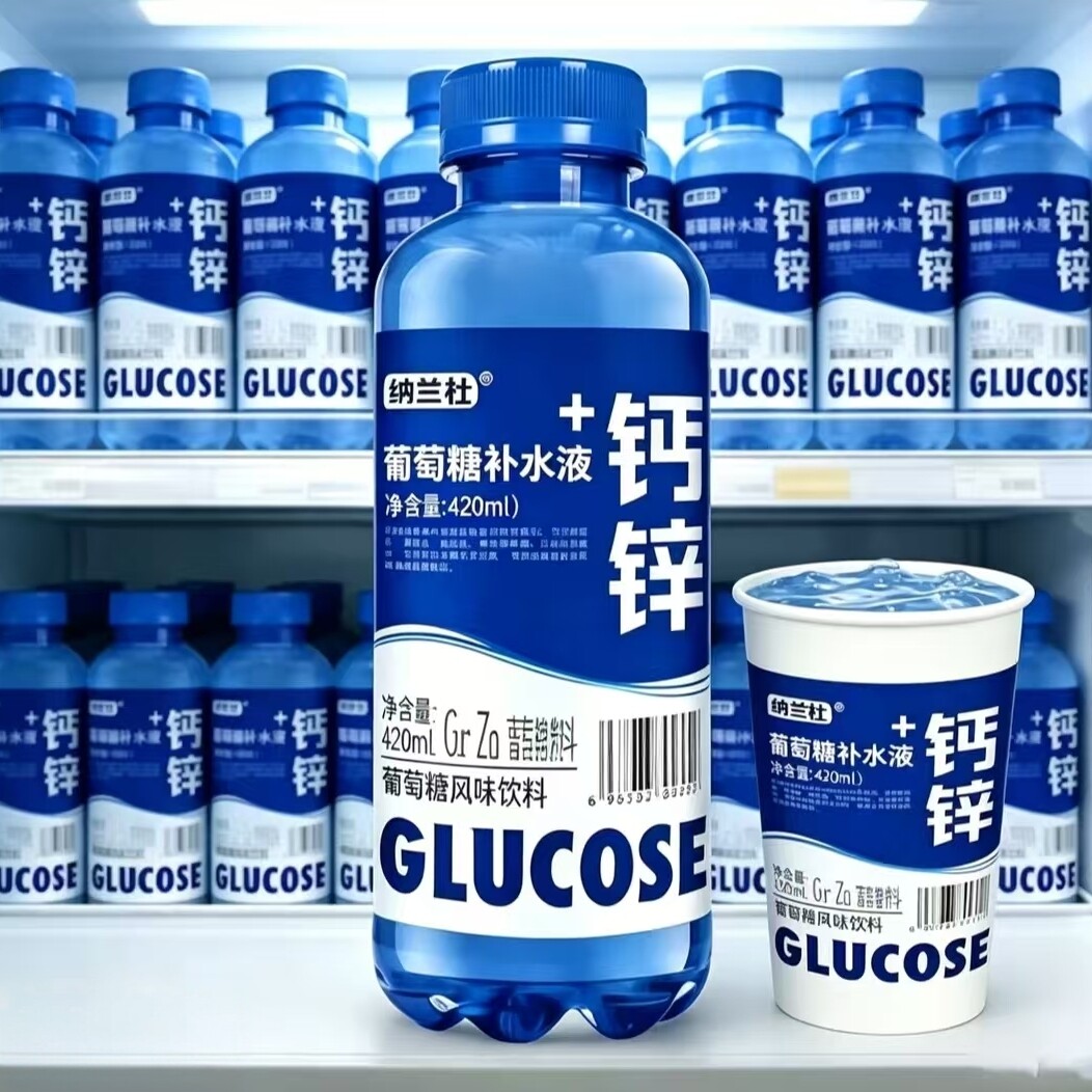 钙锌葡萄糖补水液420ml*12大瓶运动健身能量补充体力实惠箱夏季