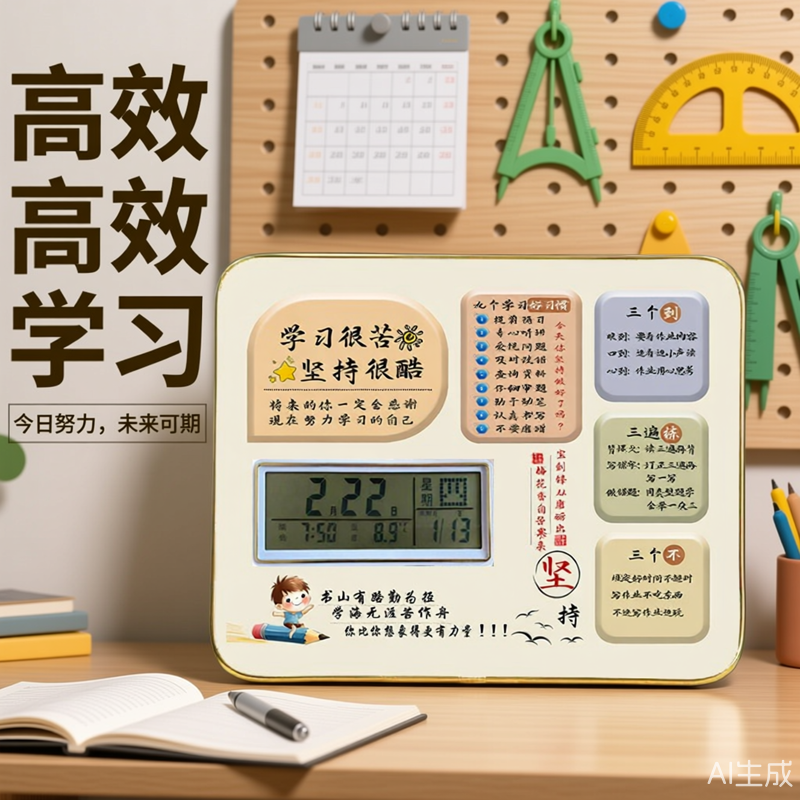 时钟日历励志摆件装饰品闹钟男生激励初中生学习男孩网红名言女生,家居饰品,台钟/闹钟,淘宝优惠券,粉丝福利购,淘宝优惠卷