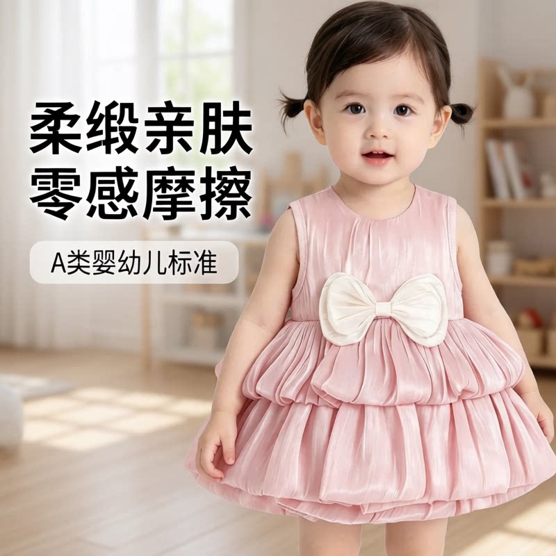 夏季薄款软纱女宝宝公主哈衣裙