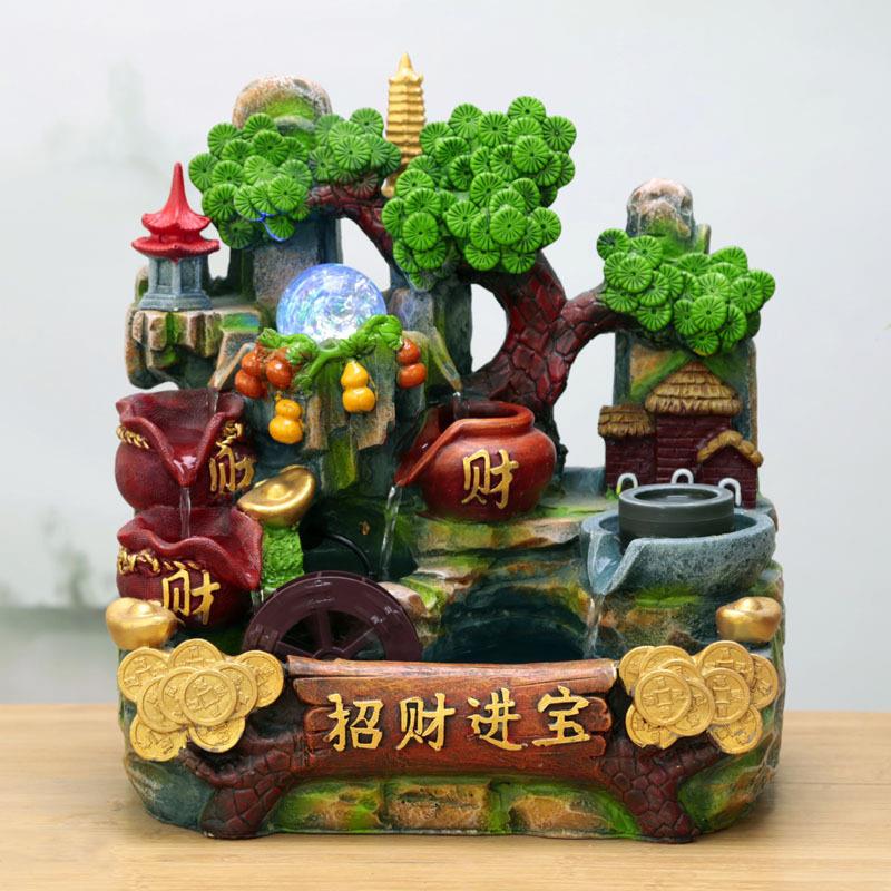 招财进宝工艺摆件流水摆件生日乔迁结婚装饰风声水起开业礼品