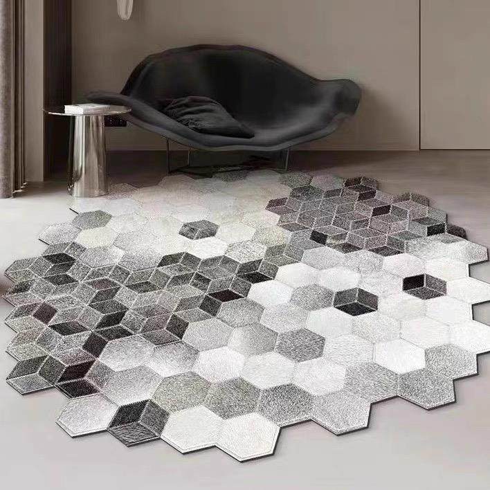 手工缝制牛皮地毯不对称无障碍豪华卧室真皮定制客厅家庭房间咖啡