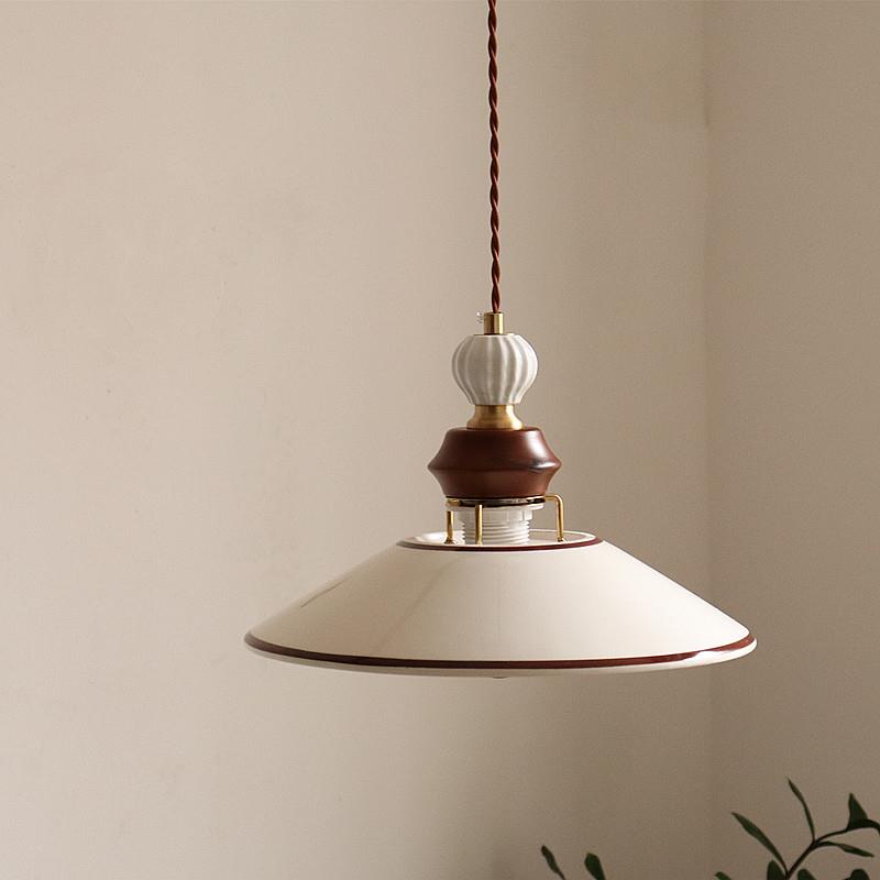 法式复古手绘陶瓷吊灯中古风餐厅吧台玄关过道创意卧室床头小吊灯