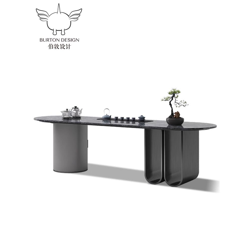 轻奢极简岩板茶台智能泡茶桌椅组合现代简约茶具大板一体套装新款