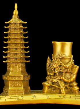 文昌塔带笔筒9九层的纯铜文峰塔铜塔摆件学生礼物办公室书桌装饰