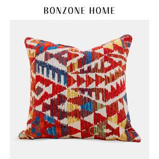 红色喜庆色织提花客厅沙发抱枕高级感轻奢靠垫套不含芯靠背垫腰枕