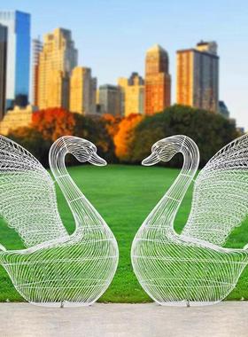 户外不锈钢镂空小鸟雕塑摆件园林铁艺动物草坪装饰售楼处公园美陈