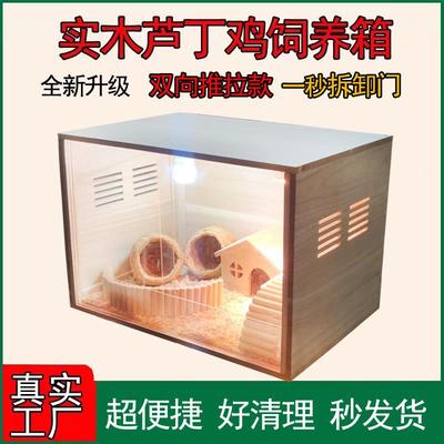 芦丁鸡饲养箱拉门恒温育雏实木箱仓鼠专用笼子大房屋卢鸡窝造景