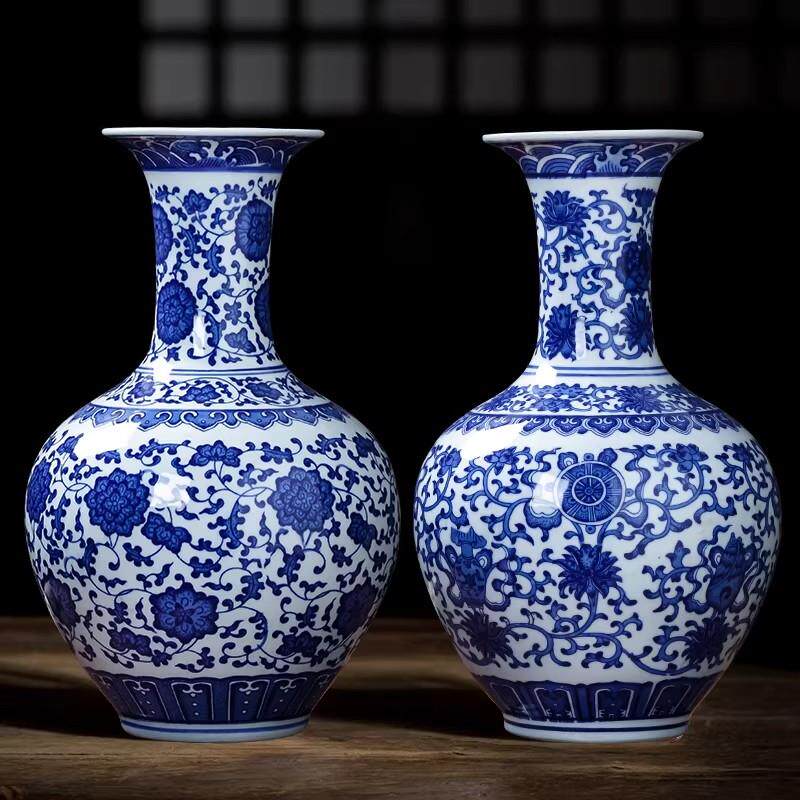 景德镇陶瓷青花瓷花瓶摆件客厅插花花器新中式家居装饰品瓷器瓷瓶