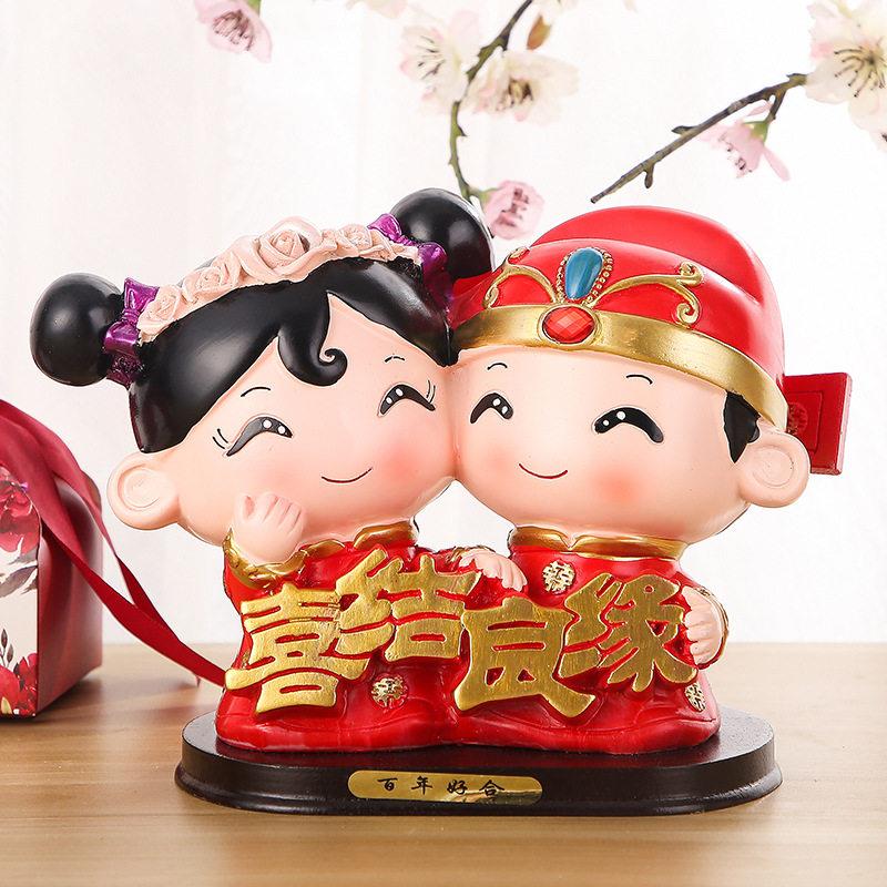 结婚礼物百年好合礼品婚房家居装饰摆设树脂中式摆件