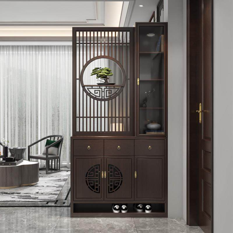 屏风隔断柜家用入户门口客厅现代简约实木遮挡进门新中式鞋柜玄关